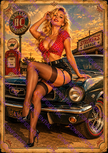 Poster pin ragazza auto - pin,