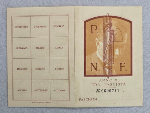 Tessera pnf 1933 sezione - pnf,