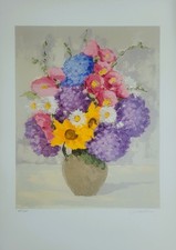 Luigi Colantuoni serigrafia vaso di fiori