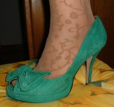 SCARPE DECOLTE' CAMOSCIO VERDE PEEP TOE ZEPPA DONNA 40-41 USATE