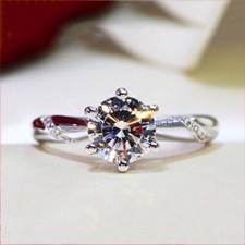 2 Ct Moissanite Round Cut Birthday & Proposal Gift Ring 14K White Gold Plated