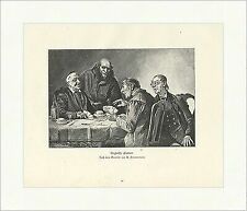 Partner diseguale falegname giocatore di carte tavolo tribale truffa incisione su legno A 1564