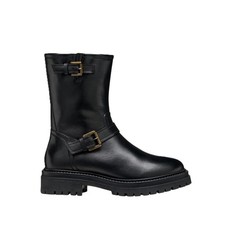 GEOX IRIDEA Stivaletti Biker Donna in Pelle -Traspirante Nero D56HRD00043C9999