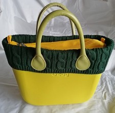 O bag MINI - Borsa Nuova Originale Col. LIME Int. GIALLO Manici VERDE BORDO LANA