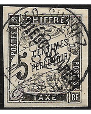 DIEGO SUAREZ surchaged stamp 1892 Postage due 5 c. black imp. YT. Tx7 used -F721