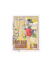 FRANCOBOLLO SAN MARINO LIRE 15 WALT DISNEY ZIO PAPERONE VINTAGE EPOCA