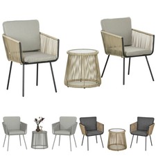 Outsunny Set da Esterno 2 Sedie in Rattan e Tavolino in Vetro Stile Boho