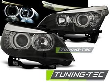 FARI ANTERIORI BLACK ANGEL EYES PER BMW E60 E61 03-07 SERIE 5 FANALI LIGHTS
