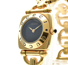Orologio Vintage [EXC+5] Gucci 6400L Horsebit Oro Nero Qz Bracciale Donna...