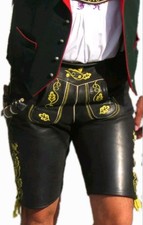 Pantaloni di pelle tradizionali da uomo Oktoberfest pantaloni di pelle nappa pantaloni di pelle con cintura taglia 58