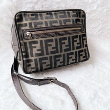 Borsa messenger fotocamera FENDI Zucca tela pelle marrone 15x21x6,5 cm usata