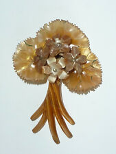 Spilla antica Art Nouveau francese Georges Pierre GIP corno intagliato fiore