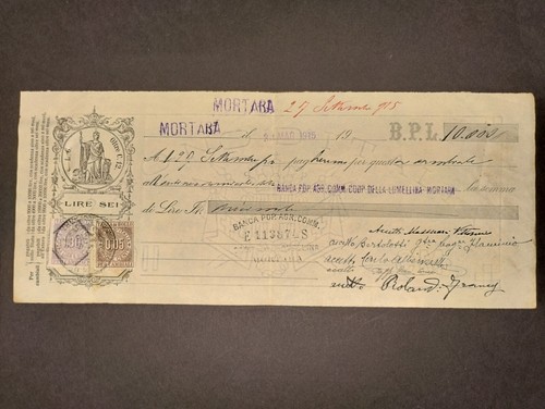 Cambiale regno bpl 10000 lire - cambiale,