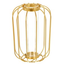 6,3"x3,5" Supporto in Metallo Vetro Trasparente Vaso Fiori Contenitore Piante, Oro