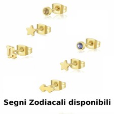Orecchini mini a lobo Donna Segno Zodiacale Sagapo Acciaio Dorato con cristallo