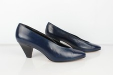 Vintage Scarpe IN Pelle Blu Navy Fiordiluna Italia T 36,5 Ottime Condizioni