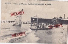 CART. TOSCANA CARRARA MASSA MARINA STABILIMENTO BALNEARE DORIDE VIAGGIATA 1910
