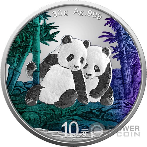 Panda chameleon moneta - chameleon, argento