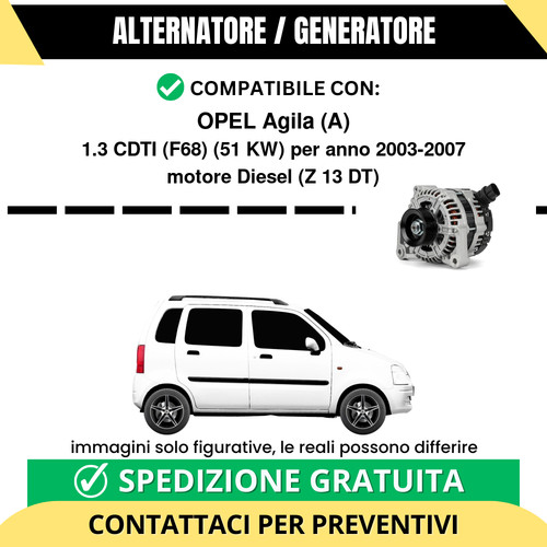 Alternatore opel agila 3 - alternatore, 1.3