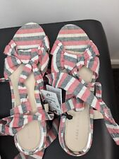 ZARA sandali donna stringati con cinturino alla caviglia plateau taglia 7 UK RRP 50,00 nuovi