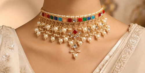 Set collana girocollo sposa - girocollo,