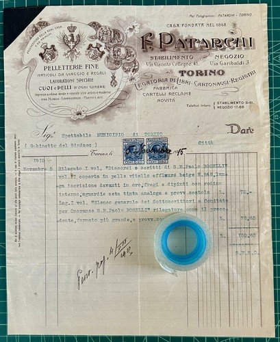 Rarissima fattura pelletterie - fattura,