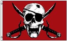 Bandiera pirata cremisi teschio e spade GRANDE 4x6 piedi ammutinamento esterno 4x6 piedi 100D