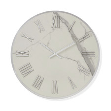 Orologio rotondo in kerlite Bianco con dettagli Argento ANSEL 40 cm