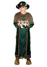 Costume re magio verde bambino Melchiorre con copricapo e copriscarpe
