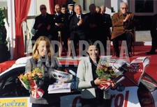 Foto vintage Auto, Rally, equipaggio femminile, Holdered, 1999, stampa 24x18 cm
