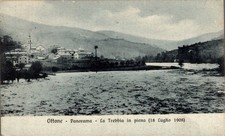 Piacenza Ottone la Trebbia in piena 1908, bollo Muto F. piccolo  spedita
