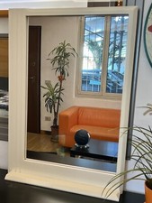 SPECCHIO BIANCO SPECCHIERA cornice in LEGNO LACCATO BIANCO da appendere/appoggio