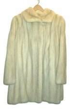 Autentico cappotto pelliccia castoro capelli lunghi Uptone donna medio con cintura crema 1° QLTY