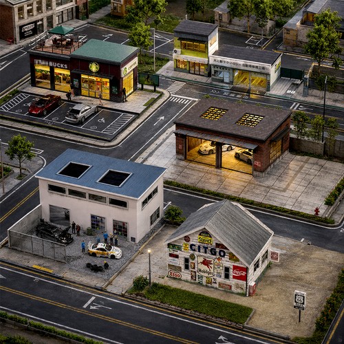 Diorama modello garage - 1/64,