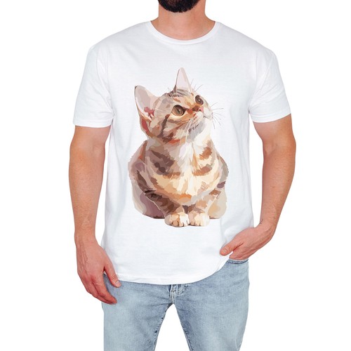 Shirt uomo gatto acquerello - uomo,