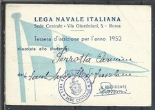 1952 TESSERA LEGA NAVALE
