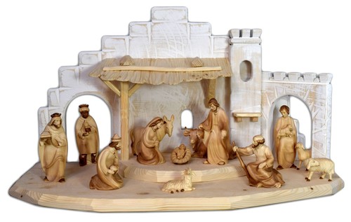 Set presepe capanna legno - in,