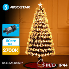 Albero di Natale in fibra ottica 60cm 55 led 2700K luce calda gialla -rami folti