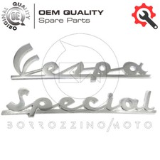 TARGHETTA SCRITTA IN CORSIVO CROMATA ORIGINALE PIAGGIO "VESPA SPECIAL" 50