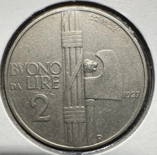 Italy 2 Lire 1927 Vittorio