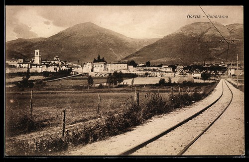 Cartolina norcia panorama con - norcia,,