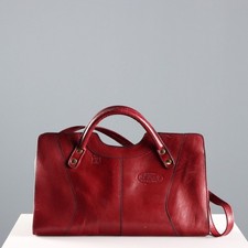 Borsa Vintage Cuoio Rosso Interno Velluto Italia Anni 70-80 Originale