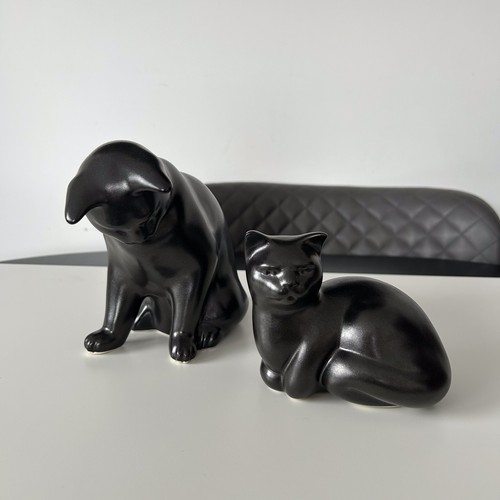 Vintage ceramic black cat - vintage,