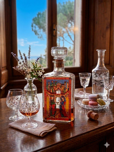 Bottiglia vintage brandy - bottiglia, stock