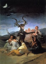Stampa di GOYA, Il grande caprone, su tela completa di telaio e ganci