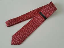 New Bruno Piattelli Mens Slim Tie Handmade 100% Silk Deep Red Floral Design