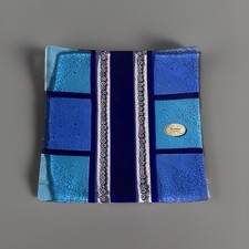 Piatto vetro fuso quadrato blu