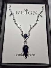 Bomb Party Reign Villian Necklace "Never Follow The Crowd" Sapphire On Hematite 