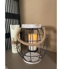 LANTERNA PORTA CANDELA IN VETRO E FERRO, LXH: 27X30 CM