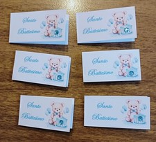 ? Battesimo Maschio 30 Bigliettini  Con Brillantino Azzurro Bomboniere Auguri  